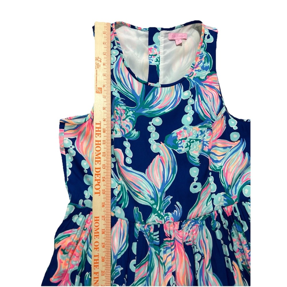 Lilly Pulitzer Women's 10 Going‎ Coastal Kassia Dress Pockets Fish Navy Pink - Picture 3 of 11